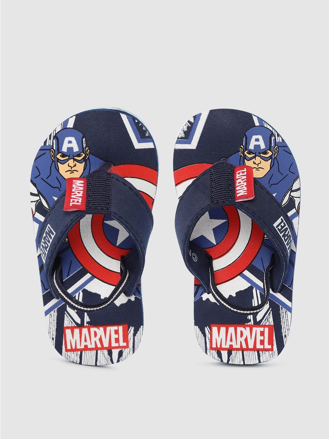 toothless boys navy blue & red marvel captain america printed rubber thong flip-flops