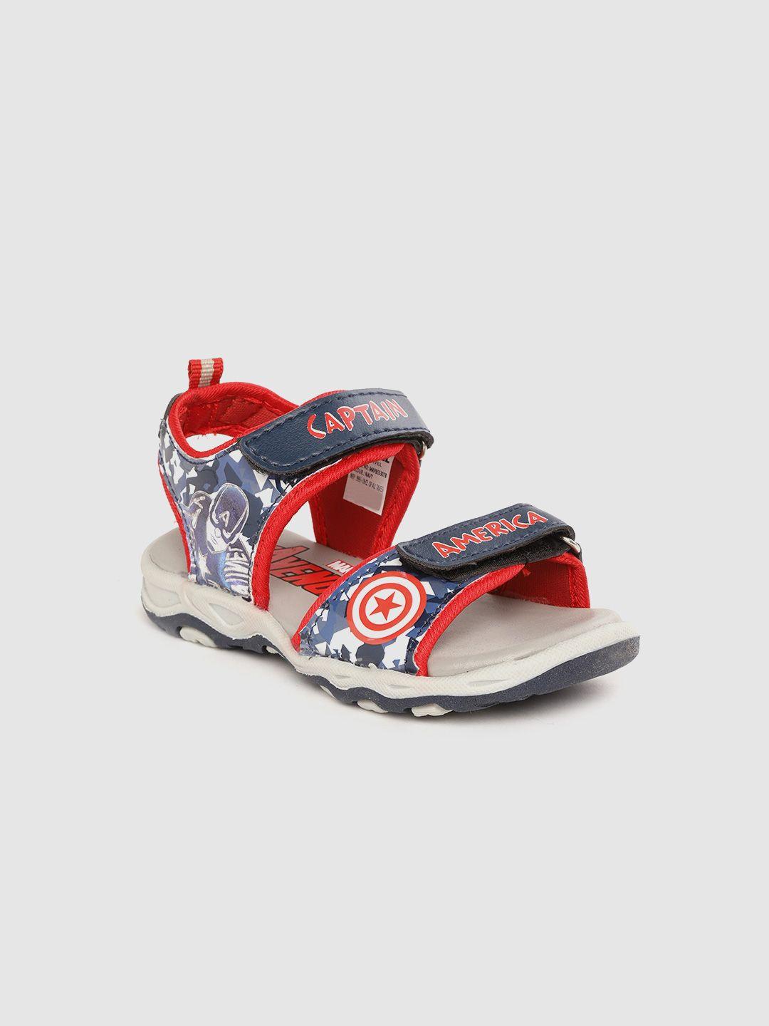 toothless boys navy blue & white marvel avengers captain america printed sports sandals