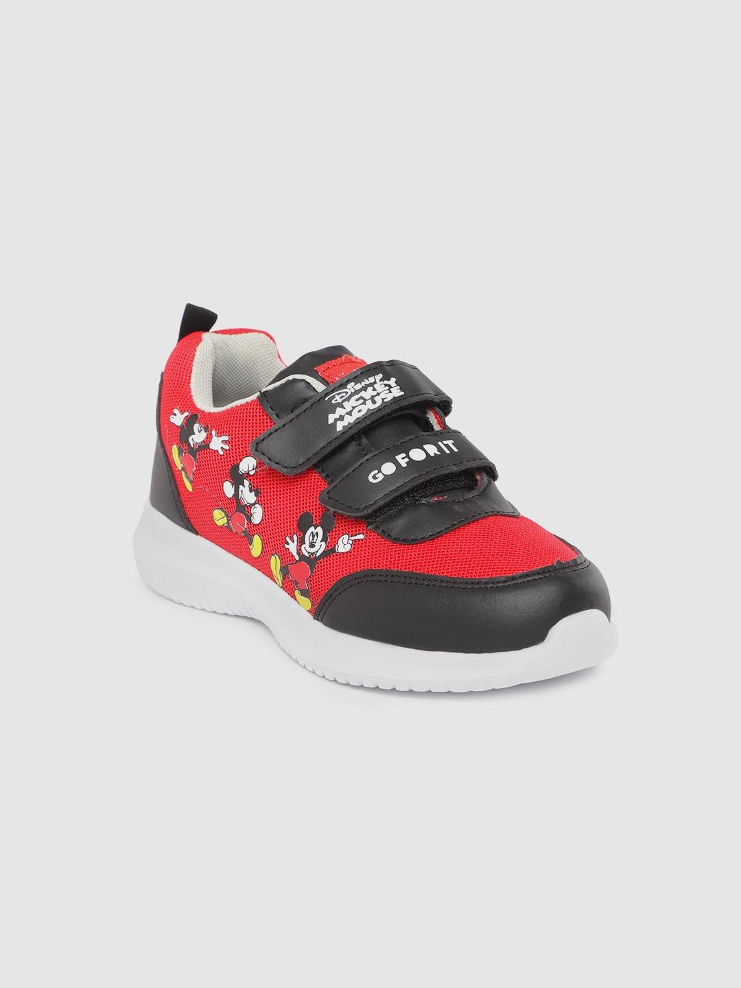 toothless boys red & black mickey mouse print running shoes