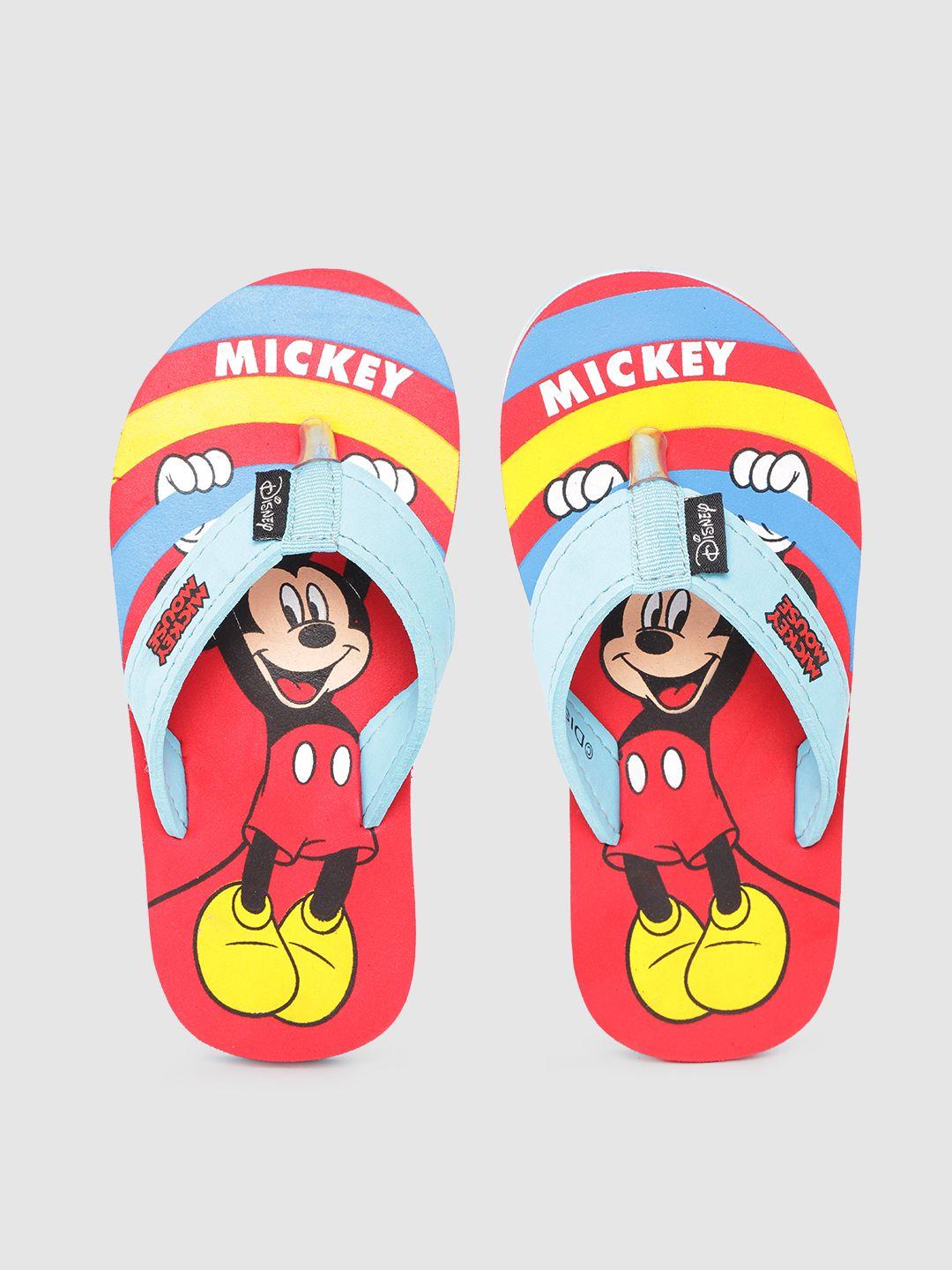 toothless boys red & blue mickey mouse printed rubber thong flip-flops
