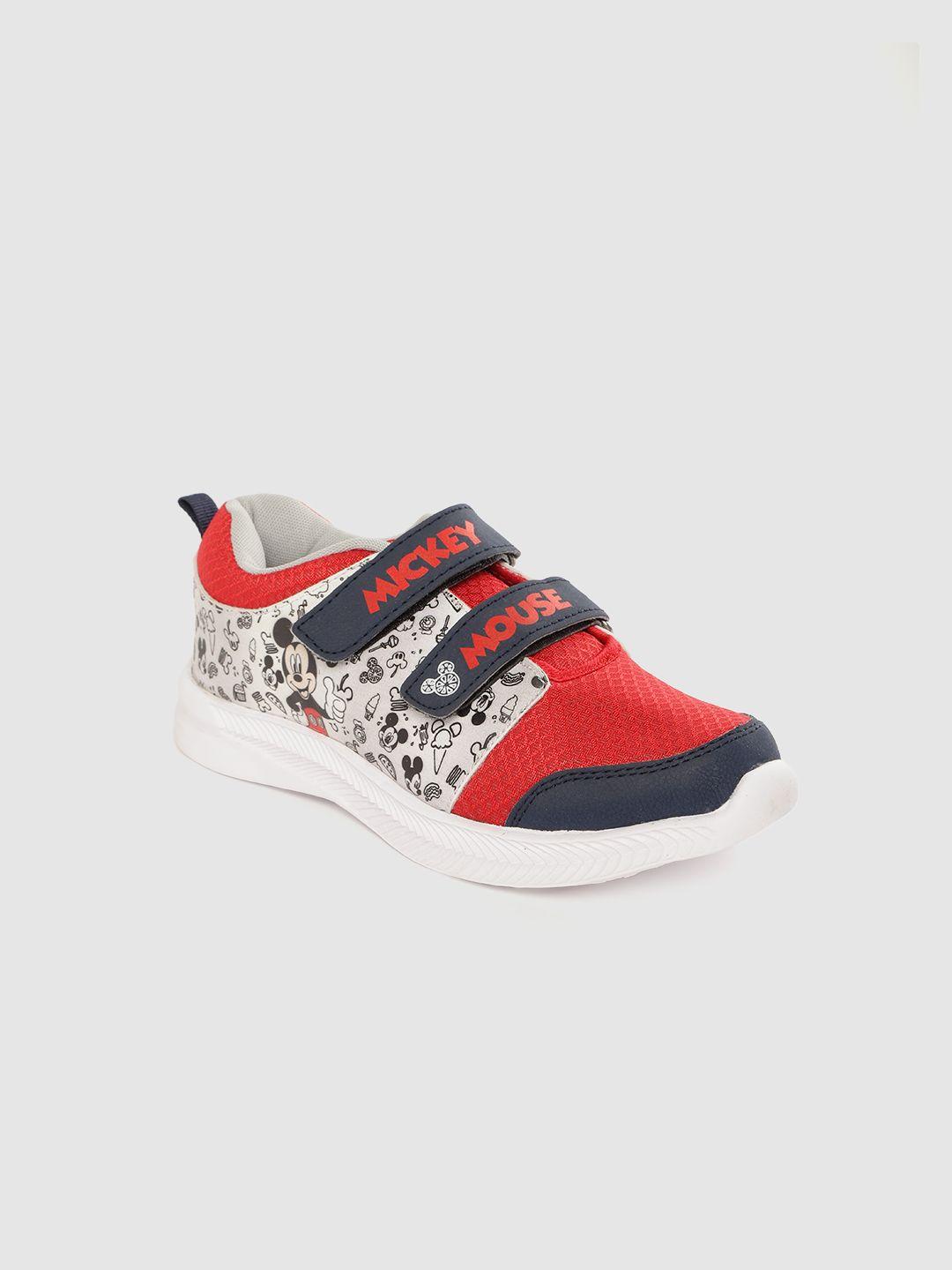 toothless boys red & navy blue mickey mouse print sneakers