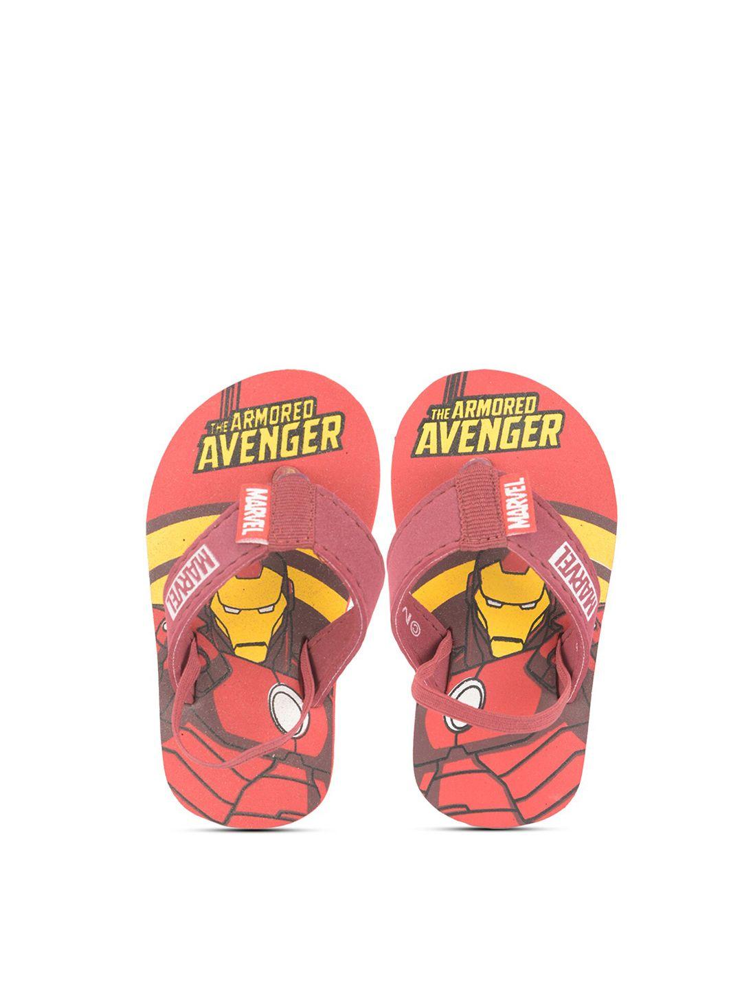 toothless boys red & yellow printed rubber thong flip-flops