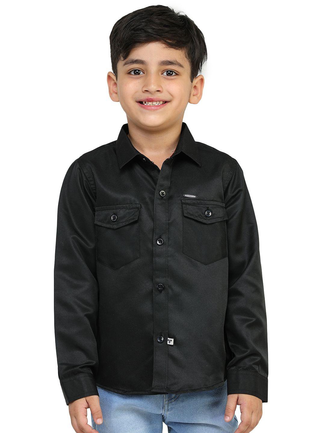 toothless boys spread collar cotton satin casual shirt