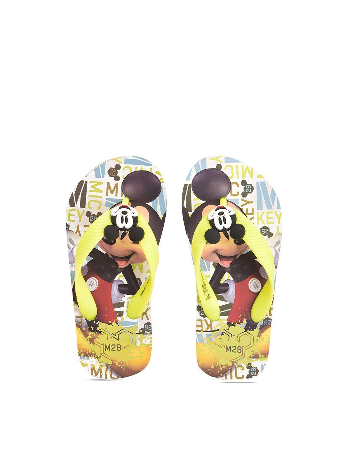 toothless boys yellow & black printed rubber thong flip-flops