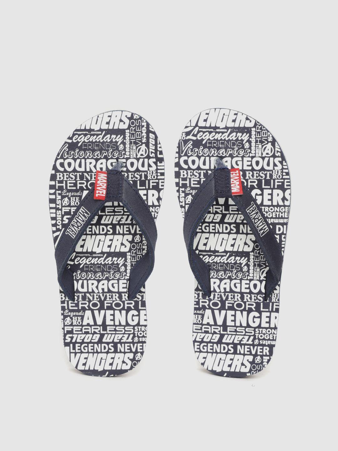 toothless by toothless boys navy blue & white marvel avengers printed thong flip-flops