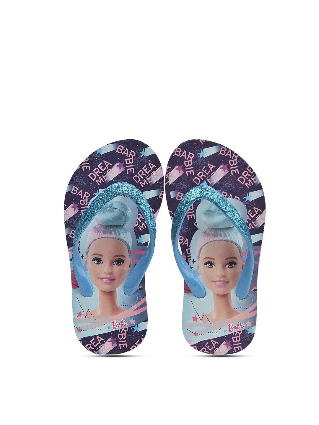 toothless girls blue & pink printed rubber thong flip-flops