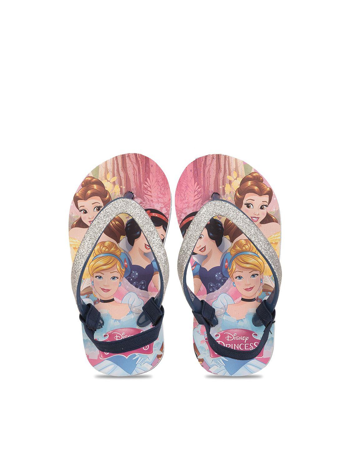 toothless girls blue & pink printed rubber thong flip-flops