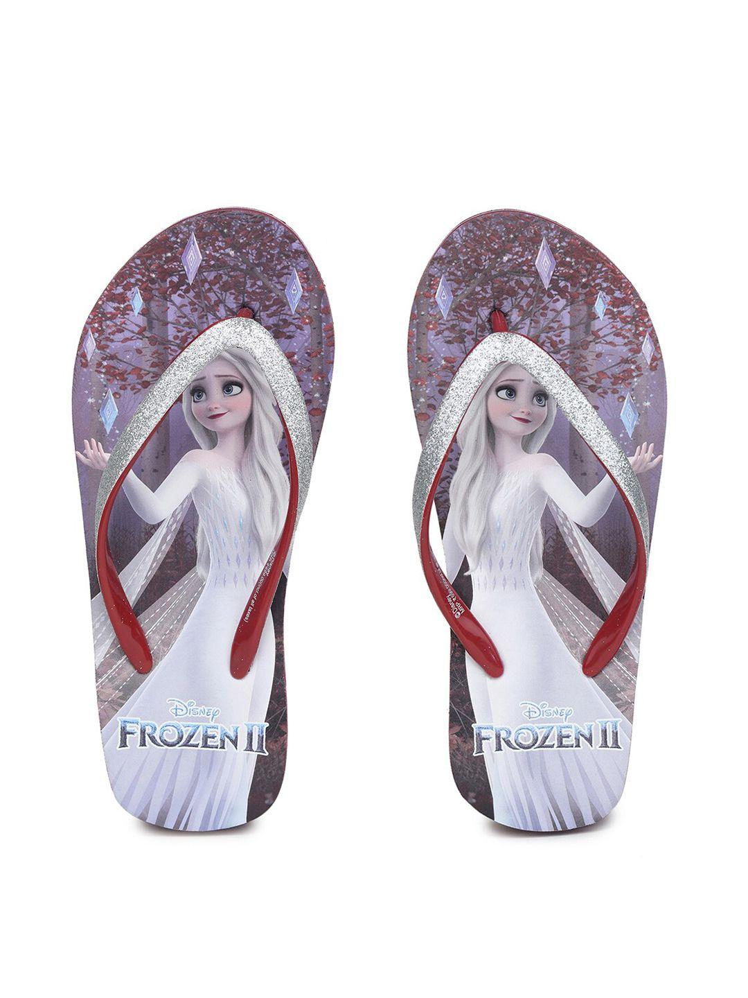 toothless girls maroon & off white printed rubber thong flip-flops