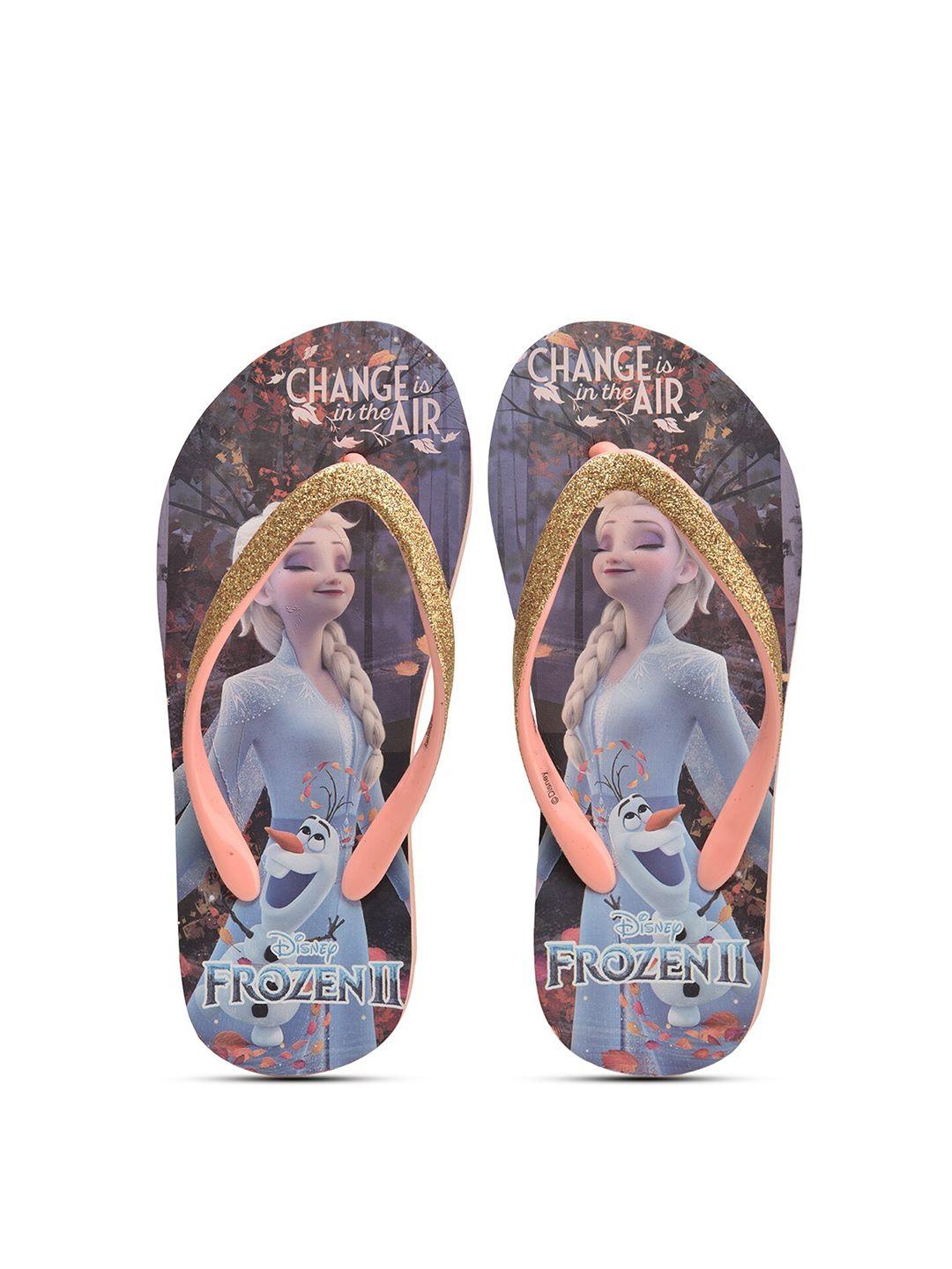 toothless girls peach-coloured & grey printed rubber thong flip-flops