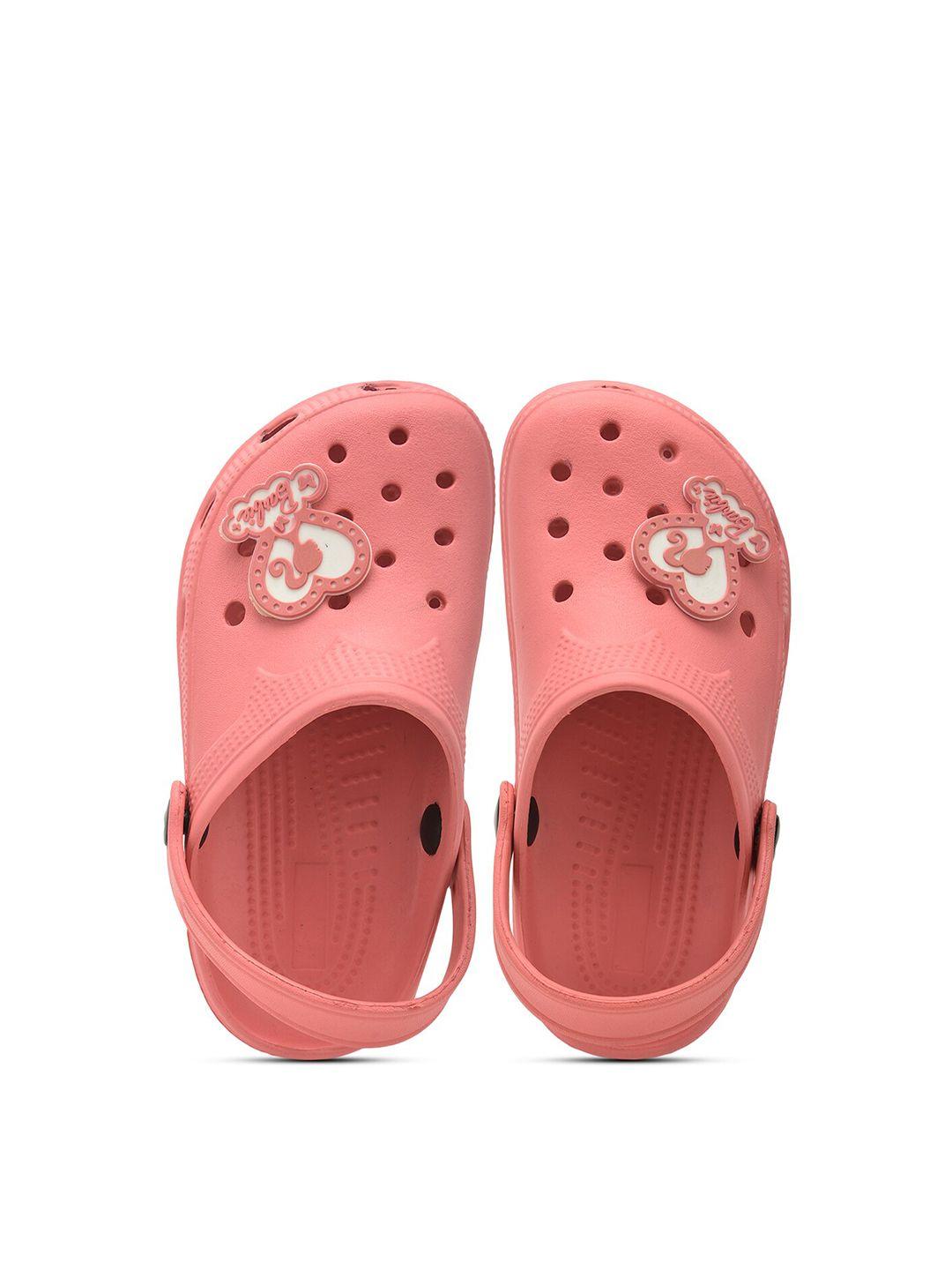 toothless girls peach-coloured & white rubber clogs