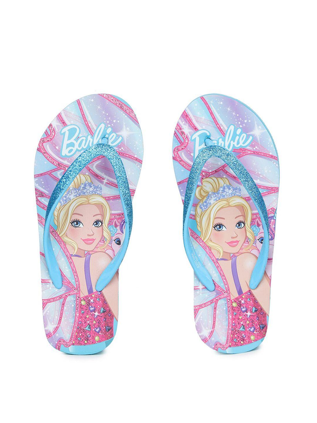 toothless girls pink & sea green printed rubber thong flip flops