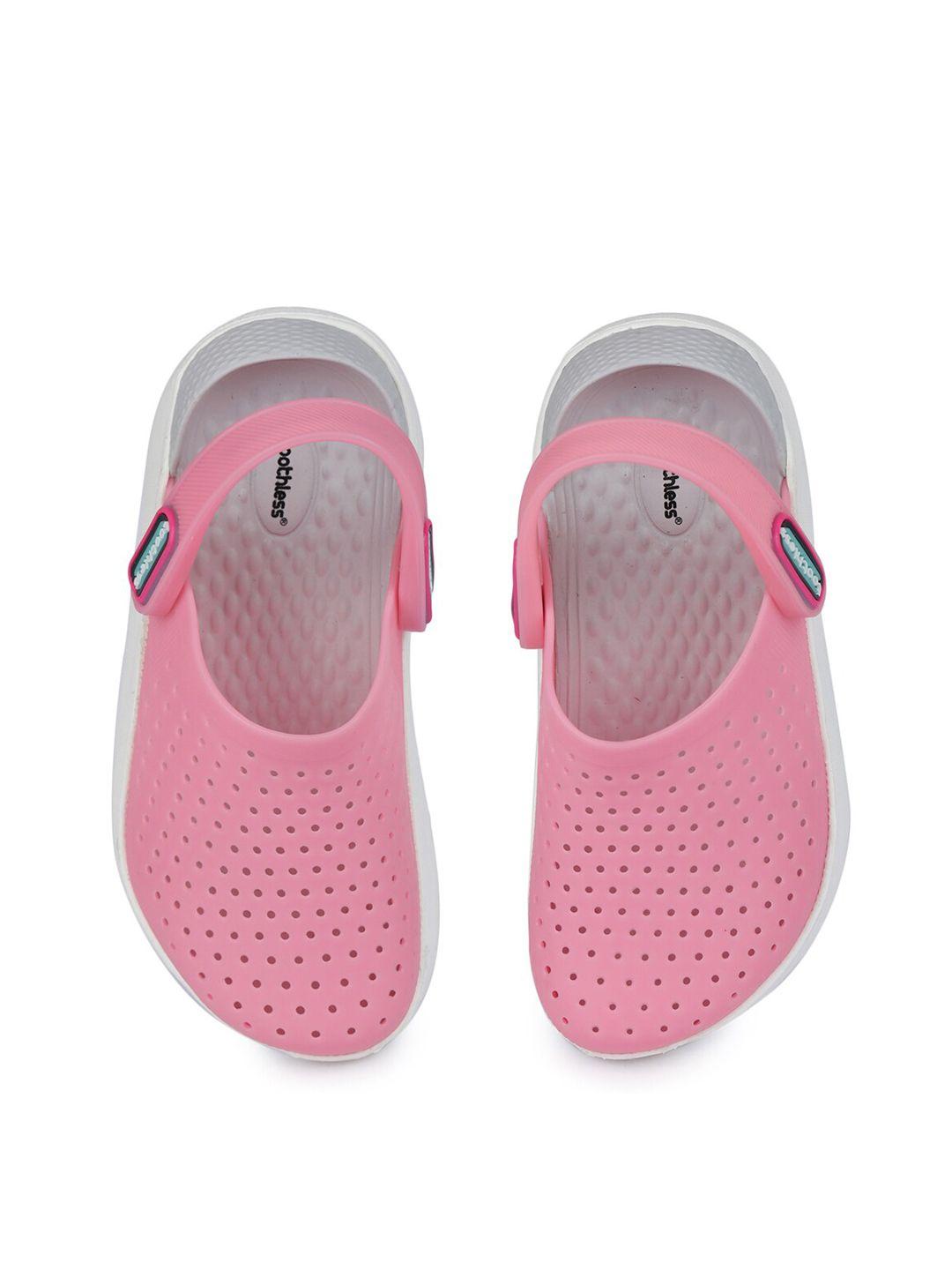 toothless girls pink & white rubber clogs
