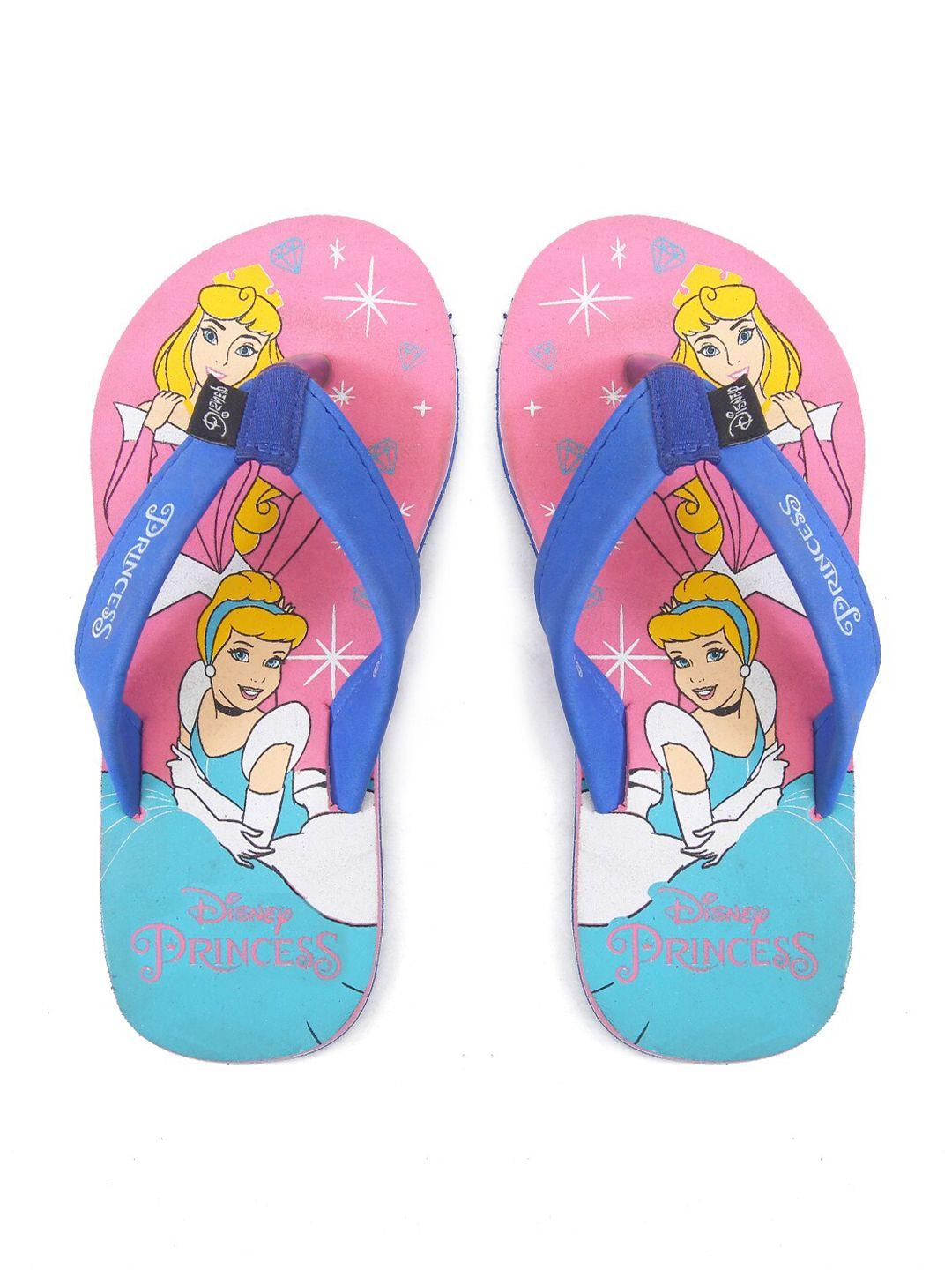 toothless girls pink blue printed disney princess rubber thong flip-flops