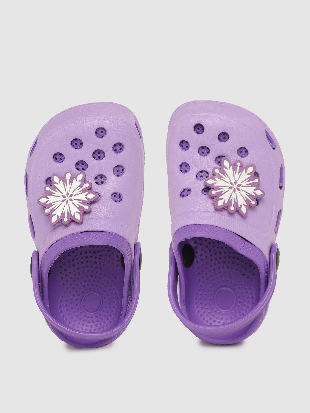 toothless girls purple disney frozen clogs with snowflake applique