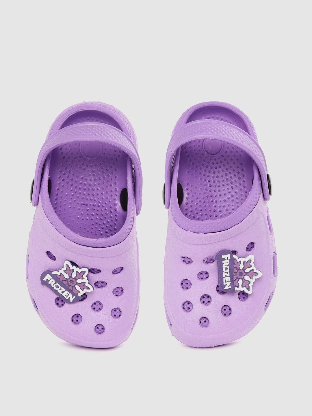 toothless girls purple solid clogs with frozen shoe charm