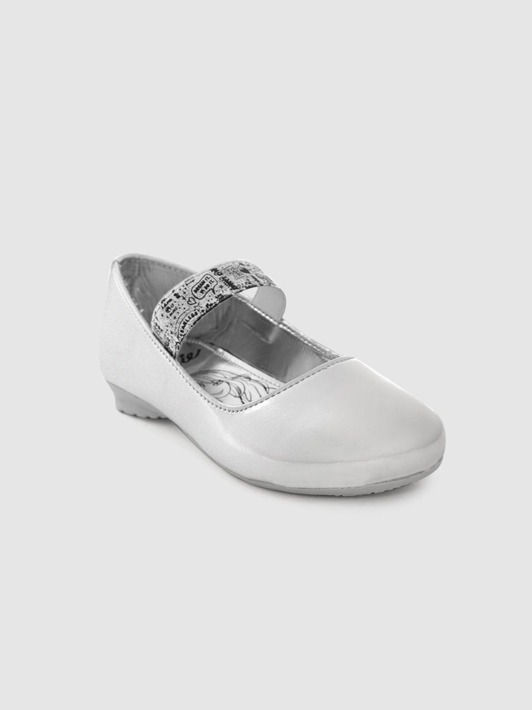 toothless girls silver-toned solid ballerinas