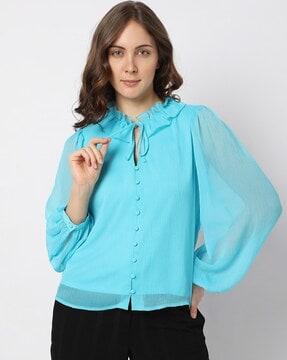 top with ruffled collar