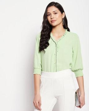 top with ruffled neckline