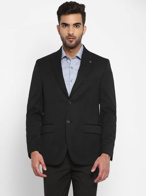 top brass black regular fit blazer