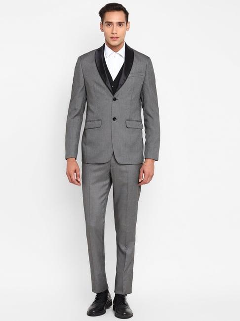top brass grey regular fit textured four piece suit