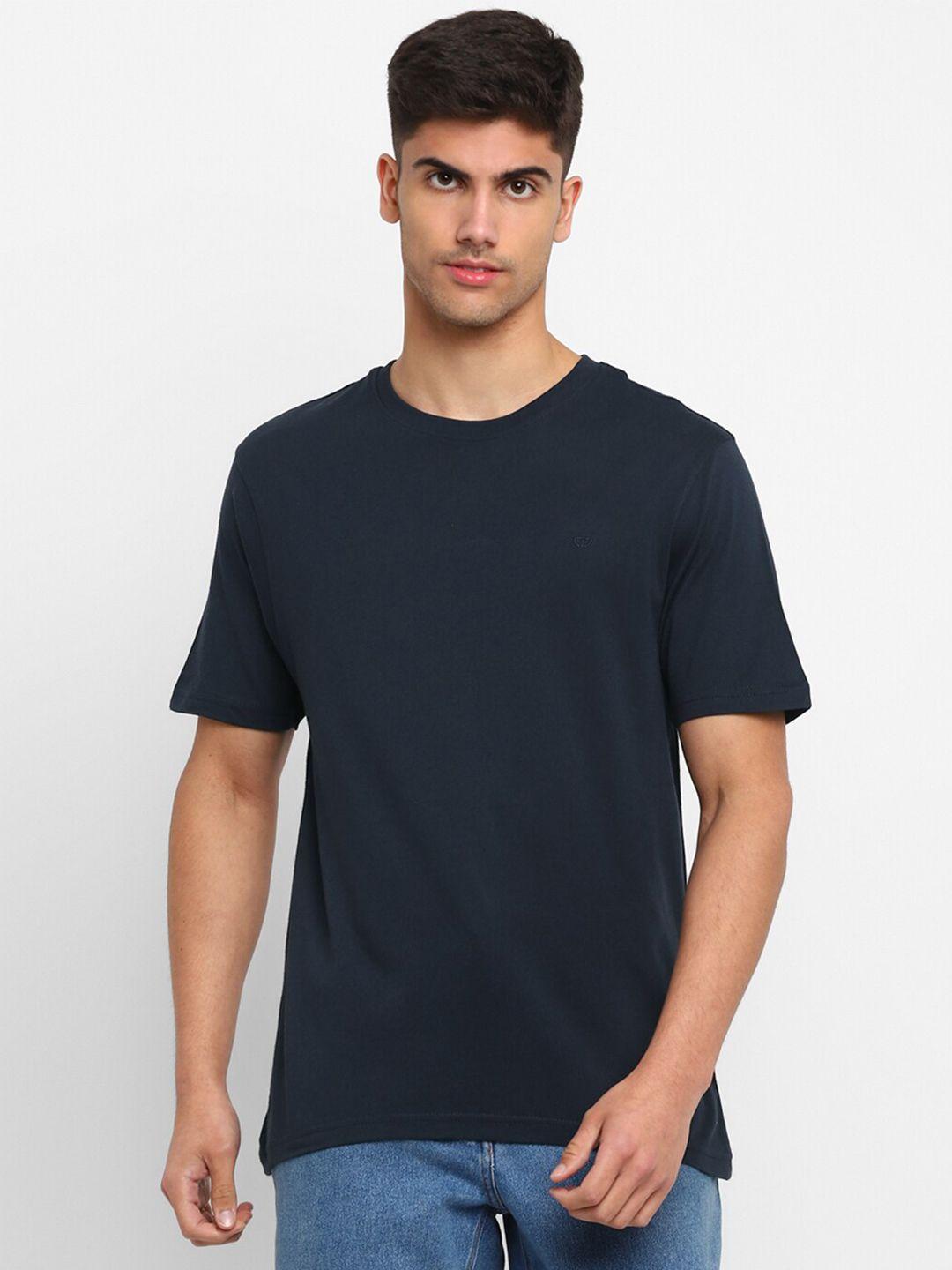 top brass men blue raw edge t-shirt