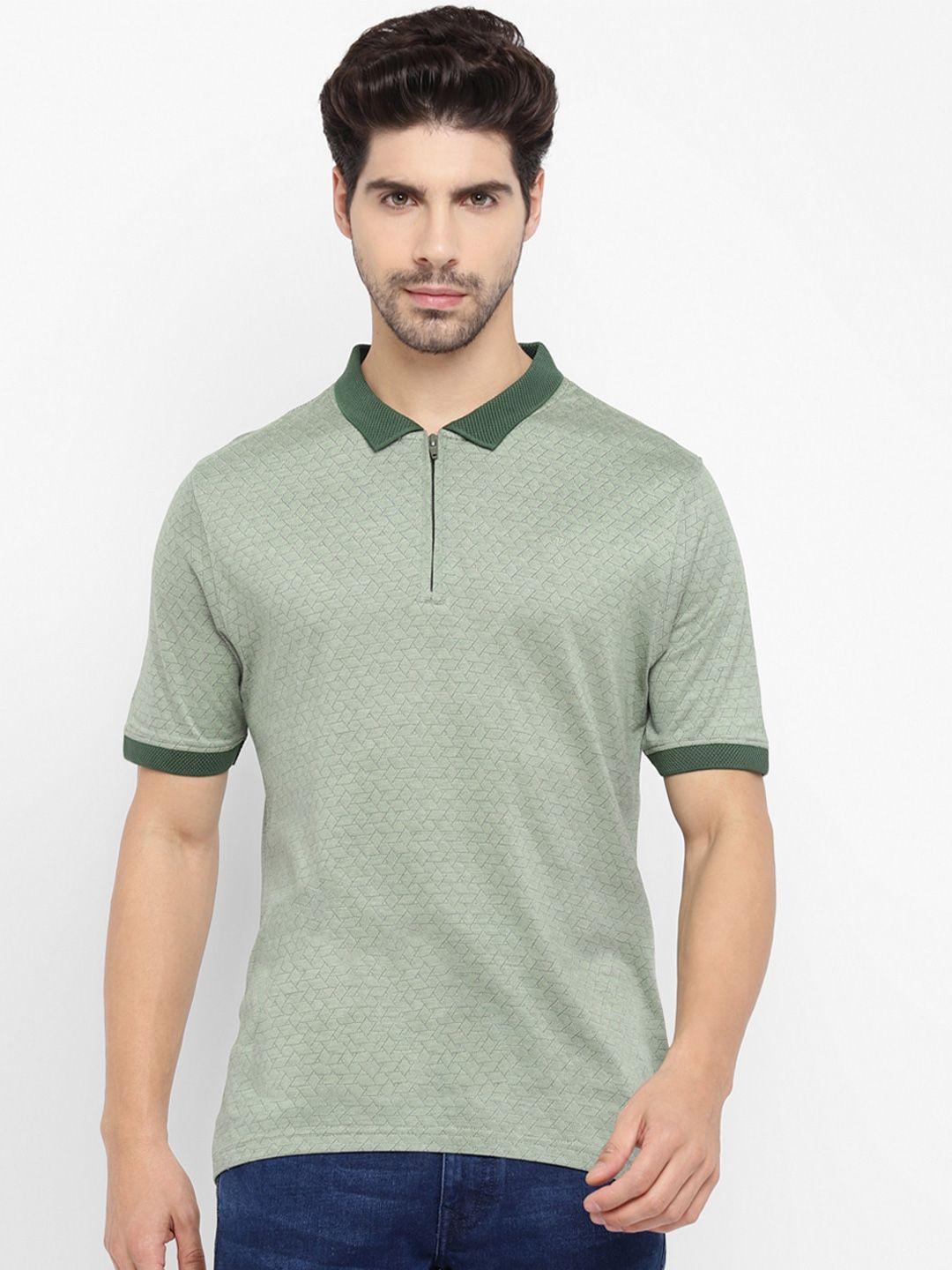 top brass self design polo collar cotton t-shirt