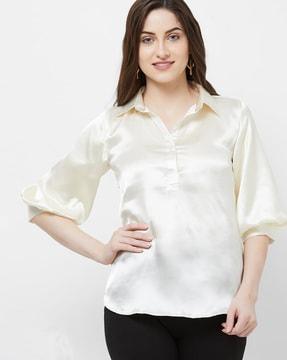 top with cuffed sleeves