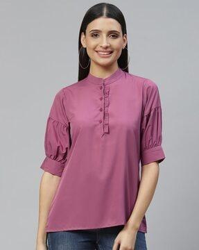 top with drop-shoulder sleeves