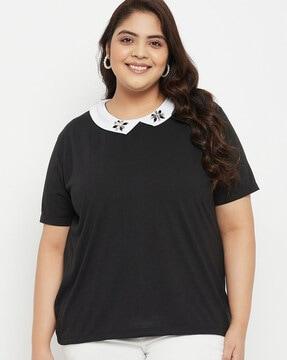 top with embellished collar