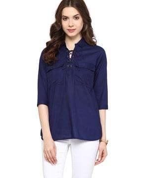 top with flap pockets