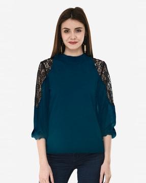 top with lace sleeves