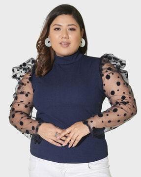 top with lace sleeves