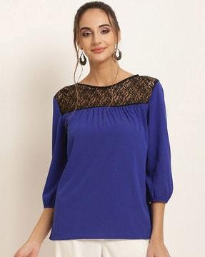 top with lace yoke