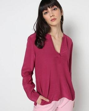 top with notched neckline