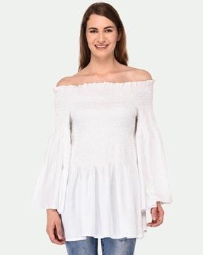 top with off-shoulder sleeves