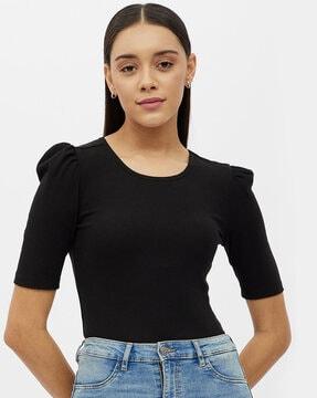 top with round neckline