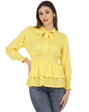 top with ruffled overlay