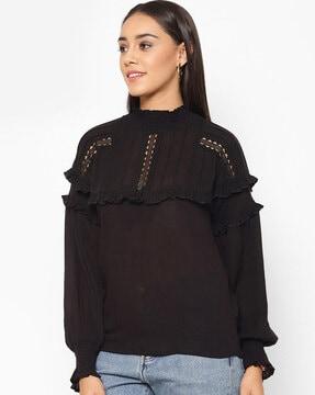 top with ruffled panel