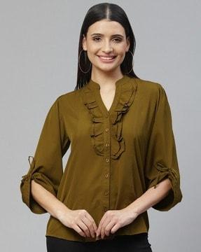 top with ruffled panel