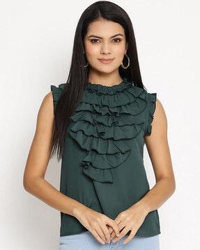 top with ruffled panels