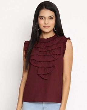 top with ruffled panels