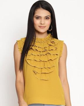 top with ruffled panels