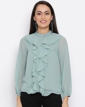 top with ruffled panels