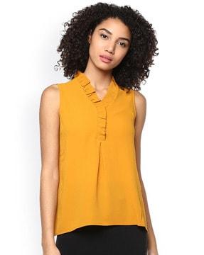 top with ruffled placket