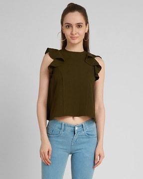 top with ruffled sleeves