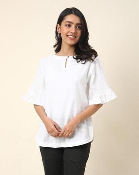 top with ruffled sleeves