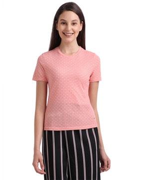 top with woven pattern