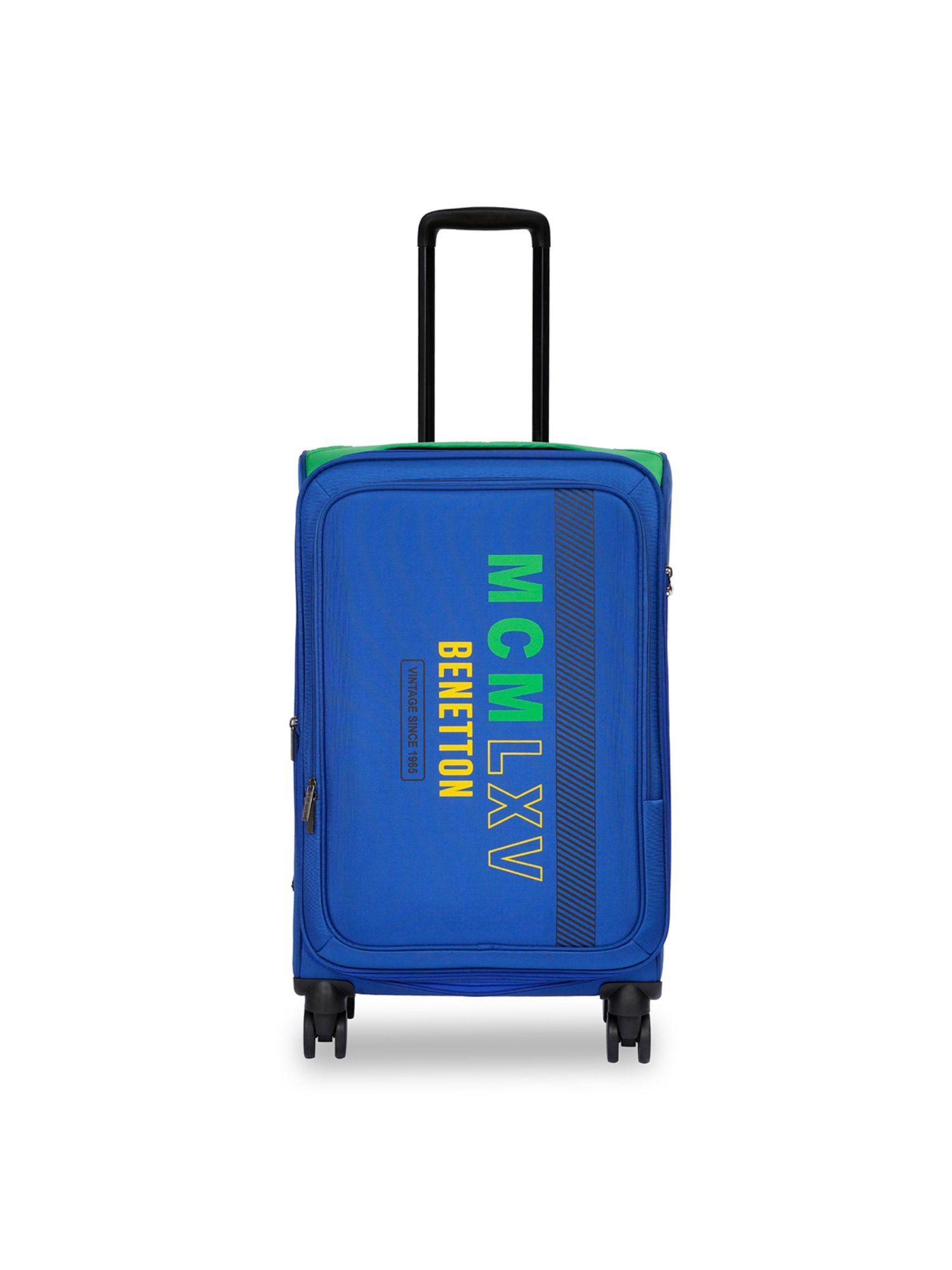 topaz unisex polyester soft luggage - blue, 58.5 cm cabin trolley bag