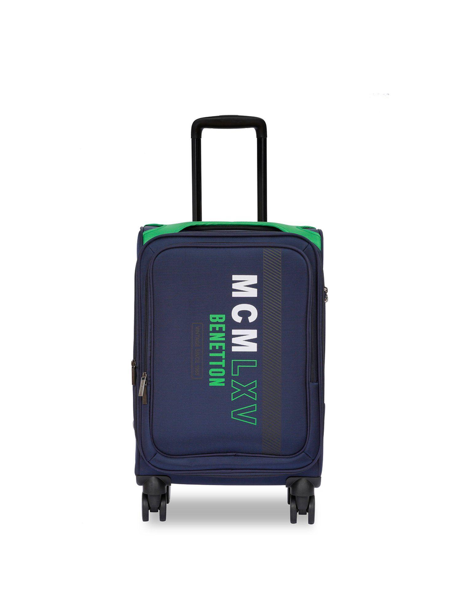 topaz unisex polyester soft luggage - navy, 58.5 cm mid trolley bag