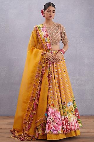 topaz yellow printed lehenga set